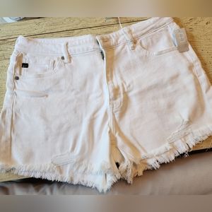 Women's Kancan White Distressed Denim Shorts 15/31